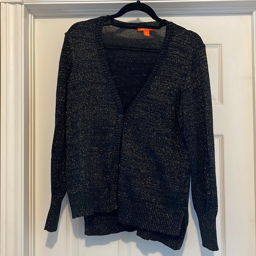 Joe Fresh sparkle black & gold cardigan size large